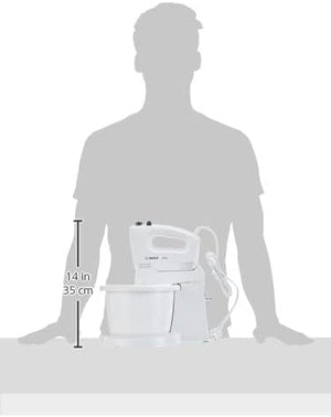 Bosch CleverMixx - Sbattitore Elettrico con Ciotola da 3 L a Rotazione Automatica, 400 W, 4 Velocità e Turbo, Fruste e Ganci in Acciaio Inox per Impasti Morbidi e Duri