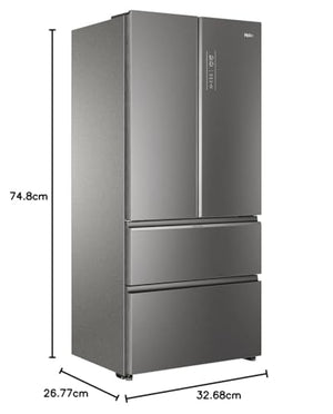 Haier Combinazione frigo-congelatore HB18FGSAAA, frontale in vetro di design, altezza 190, vano frigorifero da 358 l, 181 L GE, fianco a fianco, argento