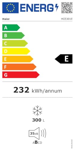Haier HCE301E Congelatore Orizzontale a Pozzetto, 300 Litri, Temperatura Regolabile, Funzione Fast Freeze, Silenzioso, Libera Installazione, 111x62x84,5cm, Bianco