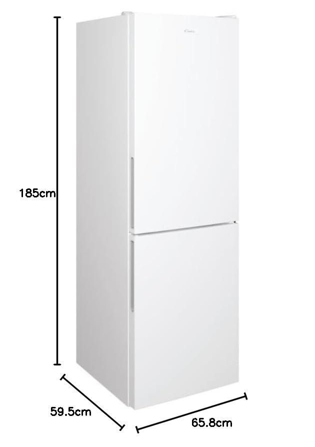 Candy, Frigorifero Fresco, CCE3T618EW, Frigorifero combinato, 341 Litri, 39 dB, Total No Frost, App hOn, Bianco, AxLxP 185x59,5x65,8 cm [Classe di efficienza energetica E]
