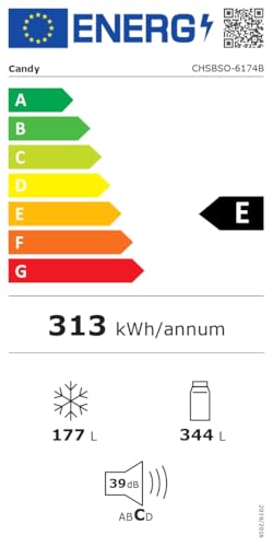 Candy CHSVN-174X, Frigorifero Side by Side, Larghezza 91 cm, Capacità 532 L, Inverter, Total No Frost, 2 cassetti Verdoli, Controllo esterno digitale, Illuminazione a LED, Gambe regolabili, Ruote,