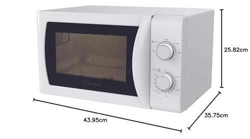 Candy Idea Forno a Microonde 20 Litri, 700W, 5 Livelli di Potenza, Programma Defrost, Timer e Segnale Acustico di Fine Cottura, Libera Installazione, 43,95 x 35,75 x 25,82 cm, Bianco - CMW20SMW