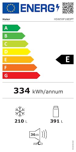 Haier Side by Side 90 SERIE 5 Frigorifero Frigorifero/Total No Frost/Smart HON-App/Humidity Zone/XXL Contenuto utile/Silenzioso solo 36 dB (A) / Distributore di acqua e cubetti di ghiaccio / Acciaio inossidabile nero