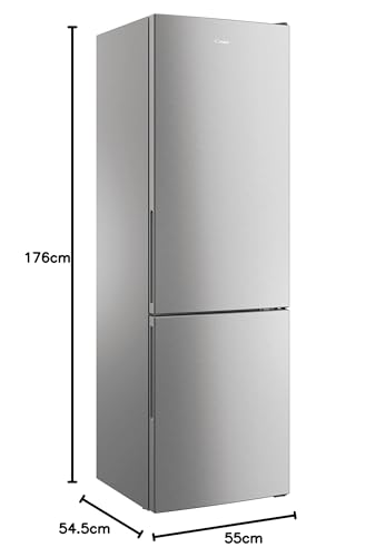 Candy CCT3L517ES, Frigorifero Combi, 55 cm, Altezza 1,77 m, 260 l, Low Frost, Funzione SuperCool, Cassetto Verdure, Controllo elettronico interno, LED, Porte Reversibili, 39 dB, Silver