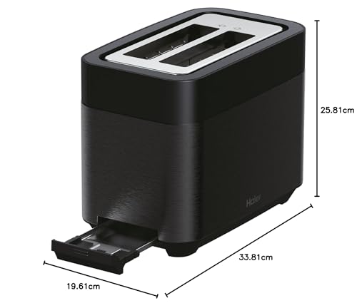 Tostapane I-Master Serie 5 Haier, Acciaio Inossidabile, 2 Fessure Profonde, Leva High Lift, Programmi Dedicati, 1150 W [Nero]