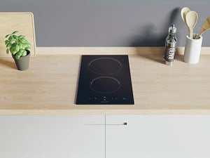 Candy CDH30 Piano Cottura, 2 Fuochi, Vetroceramica, 220-240V, Controllo Touch, Timer Elettrico, 28,8x52x5,5 cm, Nero
