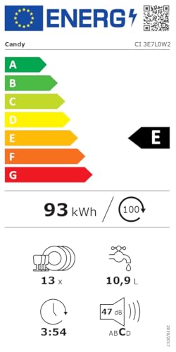 Candy Rapidò CI 3E7L0W2, Lavastoviglie Integrabile 60 CM, 13 Servizi, Digitale, Wi-Fi, 5 Programmi, Motore Inverter, Indicatore Mancanza di Sale, Indicatore Fine Ciclo, Inizio ritardato 3-6-9H, 47DB
