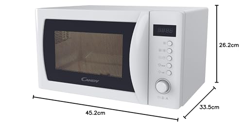 Candy Idea Forno a Microonde 20 Litri, 700W, 13 Programmi di Cottura, Funzioni Defrost e Start Express, Child Lock, App hOn, Libera Installazione, 45,2 x 33,5 x 26,2 cm, Bianco - CMWA20SDLW