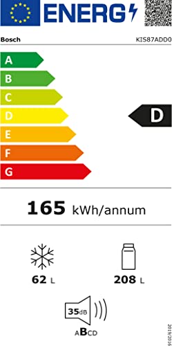 Bosch KIS87ADD0 - Frigorifero da incasso serie 6, nicchia 177,5 x 56 cm, raffreddamento da 208 l + congelatore da 61 l, cerniera piatta, prodotto in Germania, VitaFresh plus 2 volte più a lungo,