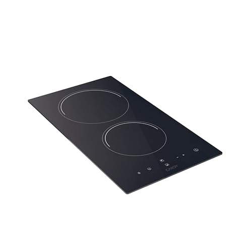 Candy CDH30 Piano Cottura, 2 Fuochi, Vetroceramica, 220-240V, Controllo Touch, Timer Elettrico, 28,8x52x5,5 cm, Nero