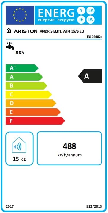 Ariston Scaldabagno Elettrico ANDRIS ELITE WIFI 15/5 EU [Classe di efficienza energetica A]