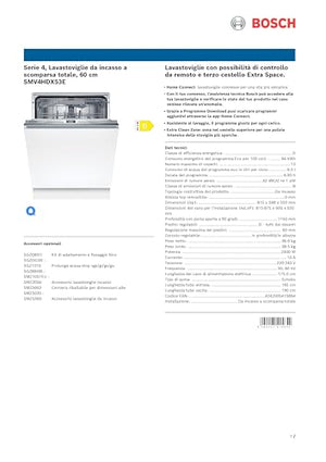 Bosch Elettrodomestici Lavastoviglie Incasso a Scomparsa Totale, Silenziosa, di Facile Installazione, Veloce e Facile, 14 Litri