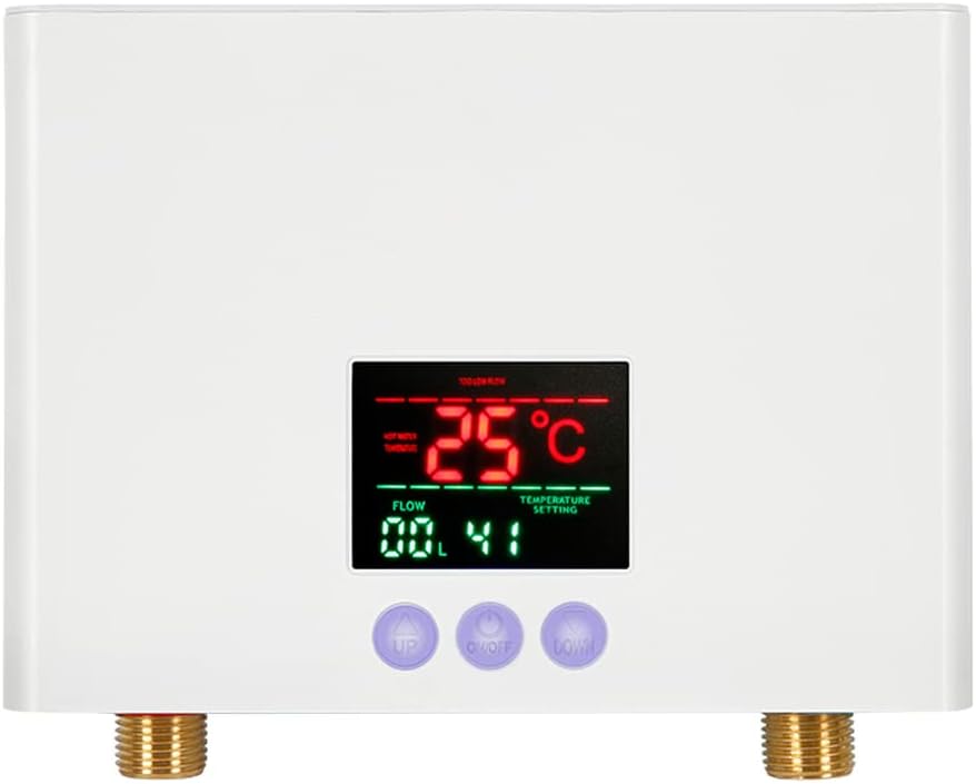 Mulcort Scaldabagno istantaneo 3KW Mini scaldabagno elettrico senza serbatoio a parete con display a LED Regolazione della temperatura a 3 livelli Telecomando per cucina di casa Bagno