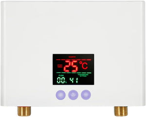 Mulcort Scaldabagno istantaneo 3KW Mini scaldabagno elettrico senza serbatoio a parete con display a LED Regolazione della temperatura a 3 livelli Telecomando per cucina di casa Bagno
