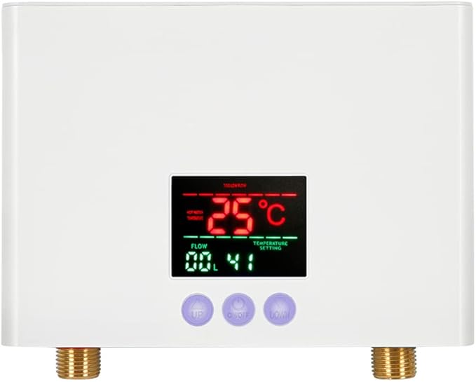 Mulcort Scaldabagno istantaneo 3KW Mini scaldabagno elettrico senza serbatoio a parete con display a LED Regolazione della temperatura a 3 livelli Telecomando per cucina di casa Bagno