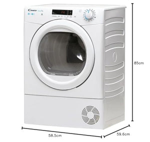 Candy Smart Pro Asciugatrice 10 Kg a Condensazione, Libera Installazione, Classe B, Connessione Wi-Fi + BLE, Controllo da App, Programma Stiro Facile, 59,6 x 58,5 x 85 cm, Bianca - CSOE C10DG-S