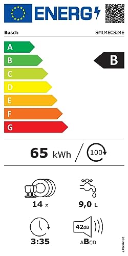 Bosch SMU4ECS24E - Lavastoviglie Smarter serie 4, 60 cm, lavabile in lavastoviglie, made in Germany, cassetto portaposate, particolarmente silenzioso, SpeedPerfect+ per stoviglie pulite più