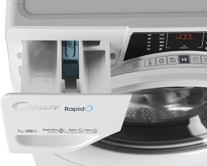Candy RapidÓ RO Lavatrice, 8 Kg, 1200 Giri, Wi-Fi + BLE, Connesso, Opzione Vapore, Cicli Rapidi
