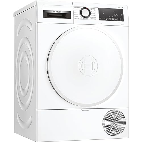 Bosch WQG233D20 - Asciugatrice a pompa di calore per 8 kg, serie 6, A+++, 176 kWh/anno, design anti-vibrazione, sistema di asciugatura sensibile, refrigerante ecologico, bianco, WQG233D20