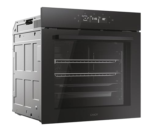 CANDY CA6 N5G3YTB Forno multifunzione da incasso, pirolisi, calore pulsato, classe A++, 78 litri, connettività Wi-Fi, 2 lecchefritte + 2 griglie + 1 coppia di guide telescopiche, chiusura morbida