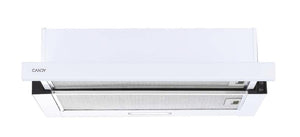 Candy CBT625/2W/1, Campana Telescopica 60 CM, 2 Livelli di Potenza, 332,1M3/H, Filtri al Carbonio, Pannello Alluminio Antigasso, Illuminazione a LED, 64DB, Inox