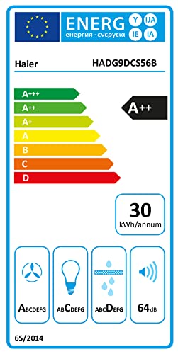 HAIER I-Clean Series 4 HADG9DCS56B - Cappa aspirante decorativa 90 cm, potenza 789 m3/h, motore 250 W, 4 velocità, silenziosa 48 db, filtri carbonio e antigraffio, luce LED, classe A++, vetro nero