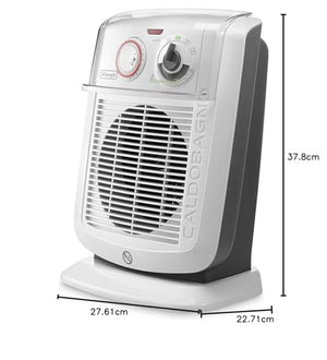 De'Longhi HBC 3030 Termoventilatore Caldobagno, 2 livelli di potenza, Funzione ECO-SILENCE, Protezione antigoccia, Ventilazione estiva, Avvolgicavo, per ambienti fino a 60 m³