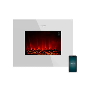 Cecotec Cheminée électrique Ready Warm 2200 Curved Flames. 2000W, 22", 2 niveaux de puissance, 20m2, Télécommande, Panneau curve en verre templé (35", Nero | Telecomando)