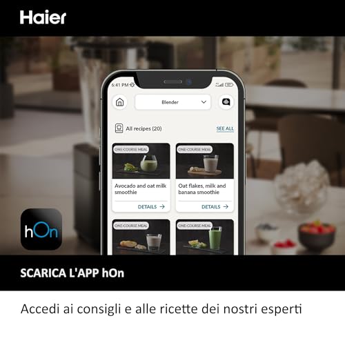 Haier Frullatore I-Master Serie 5, Funzione Ice Crush, Smoothie, 5 velocità variabili, pulizia automatica, caraffa in vetro da 1,7 L, Personal Jug 0,6 1200 W [Nero]