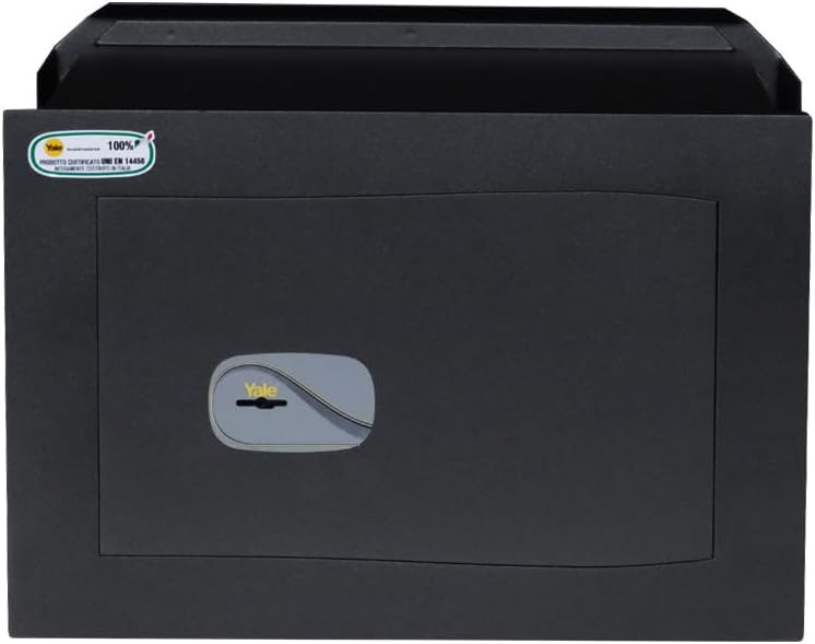 YALE Cassaforte di Massima Sicureza Certificata da Muro con Chiave Y3200420, Nera, Dimensione H270xW390xD200mm, 2 Catenacci Orizzontali, 1+1 Catenacci Verticali, 100% Made In Italy