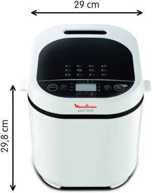 Moulinex OW2101 Pain Doré Macchina del Pane, 720 W, 1 kg, 12 Programmi Automatici, 3 Livelli di Peso e Doratura, Schermo LCD, Macchina per Pane, Pizza, Pasta, Dolci, Marmellate, Ricettario Incluso