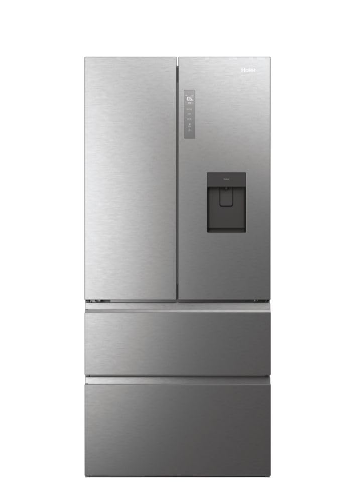 Haier HFW7819EWMP - Frigorifero congelatore, porta francese/fronte in acciaio inox, 539 litri, MyZone Plus/Humidity Zone/distributore d'acqua, Smart Home
