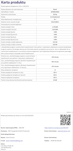 Bosch - Asciugatrice con pompa di calore, 8 kg, serie 4, Easy Clean, AutoDry, Antirughe, Bianco, WTR85V00ES