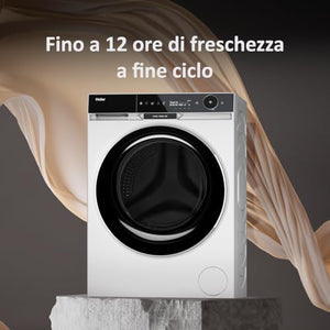 Haier X Serie 11, Lavatrice a carica frontale 10 KG, Libera Installazione, Classe A-20%, 1400 giri, Vapore, 16 programmi, Intelligenza Artificiale, Capacità XXL, 85x60x61 cm, Bianca - HW100-BD14397U1S