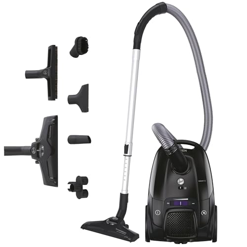 Hoover HP1 potente aspirapolvere senza sacchetto per pavimenti duri e tappeti, filtro antipolvere EPA, grande contenitore 2L, accessori integrati, raggio di lavoro 7,5 m