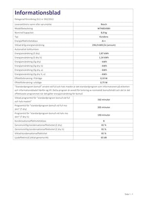 Bosch WTH85V08II Serie 4, Asciugatrice a pompa di calore, capacità 8 kg, EasyClean, Auto Dry, Programma Rapido