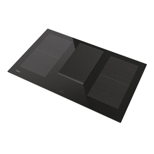 Haier Serie 6 HAIH8IFMCF - Piano cottura a induzione con cappa, 80 cm, funzionamento a ricircolo, funzionamento multi-slider, 4 zone con 2 zone flessibili, 9 livelli di potenza, incluso