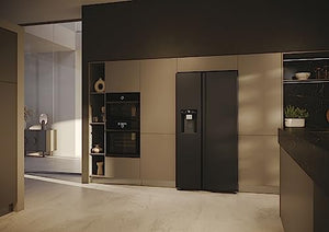 Haier Side by Side 90 SERIE 5 Frigorifero Frigorifero/Total No Frost/Smart HON-App/Humidity Zone/XXL Contenuto utile/Silenzioso solo 36 dB (A) / Distributore di acqua e cubetti di ghiaccio / Acciaio inossidabile nero
