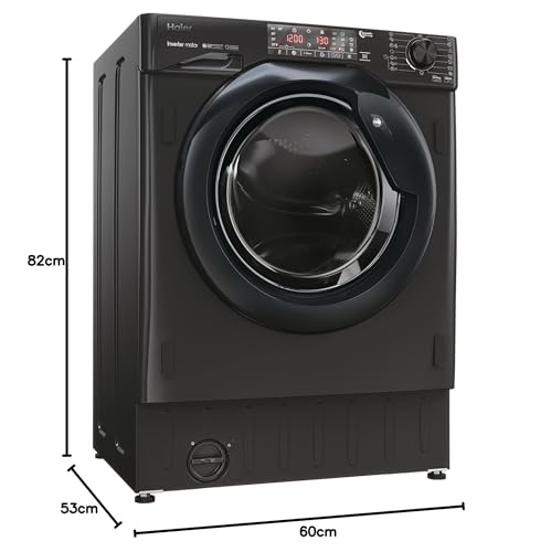 Haier Serie 4 HWDQ90B416FWBB-S - Lavasciuga da incasso, 9 kg di lavaggio, 5 kg di asciugatura/motore inverter, lavaggio extra asciutto grazie a 1.600 giri/min. Funzione lavaggio a vapore/protezione