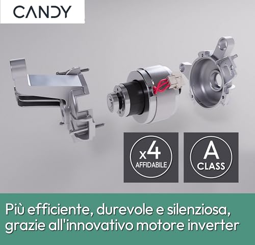 Candy RapidÓ RO 1486DWMCT1-S, Lavatrice a carica frontale, 8 KG, Classe A, 1400 giri, 76 dB, Cicli Rapidi, Vapore, 16 programmi, Bianco, AxLxP 85x60x53 cm