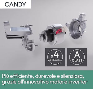 Candy RapidÓ RO 1486DWMCT1-S, Lavatrice a carica frontale, 8 KG, Classe A, 1400 giri, 76 dB, Cicli Rapidi, Vapore, 16 programmi, Bianco, AxLxP 85x60x53 cm
