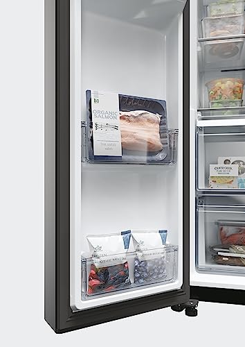 Haier Side by Side 90 SERIE 5 Frigorifero Frigorifero/Total No Frost/Smart HON-App/Humidity Zone/XXL Contenuto utile/Silenzioso solo 36 dB (A) / Distributore di acqua e cubetti di ghiaccio / Acciaio inossidabile nero
