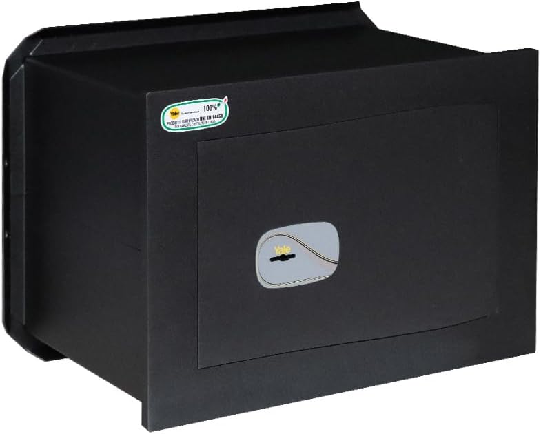 YALE Cassaforte di Massima Sicureza Certificata da Muro con Chiave Y3200420, Nera, Dimensione H270xW390xD200mm, 2 Catenacci Orizzontali, 1+1 Catenacci Verticali, 100% Made In Italy