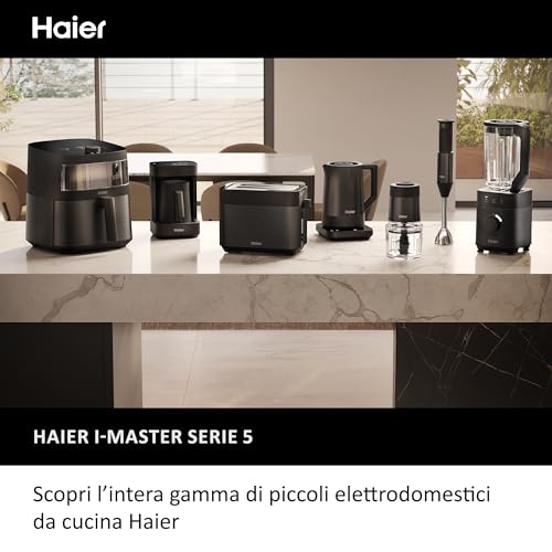 Haier Bollitore I-Master Serie 5, Acciaio inox, Capacità 1,7 L, 7 livelli di temperatura 40-100, Funzione Keep Warm, Bollitura per tazza singola, 2000 W [Nero]