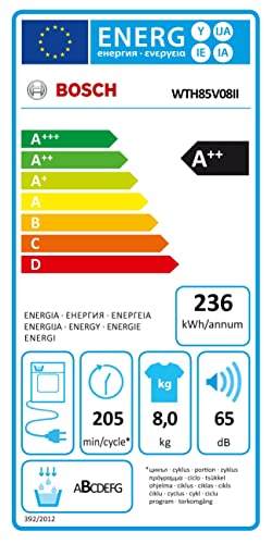 Bosch WTH85V08II Serie 4, Asciugatrice a pompa di calore, capacità 8 kg, EasyClean, Auto Dry, Programma Rapido
