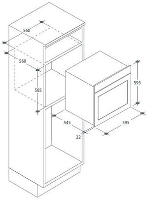 Candy FCXP615X/E Forno Elettrico da Incasso, Ventilato, Capacità 80 Litri, Funzione Pizza, 8 Programmi, 57x59.5x59.5 cm, Inox, Classe A
