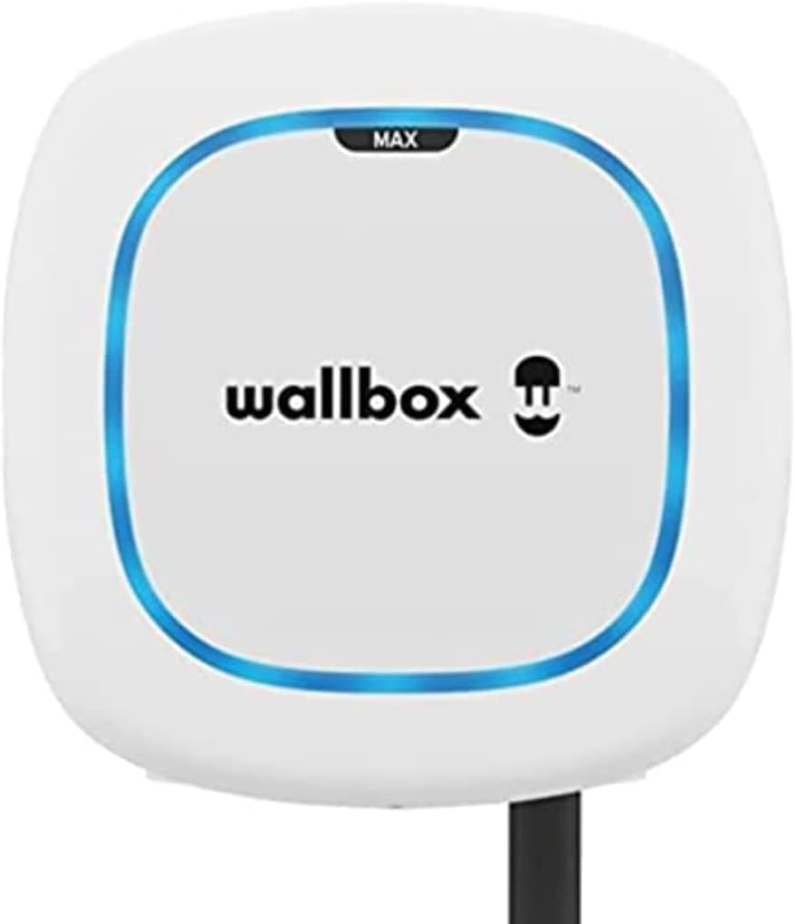 Wallbox Pulsar Max Charger for Electric Vehicles (7.4 kW, Type 2, Wi-Fi, Bluetooth, OCPP, Indoor/Outdoor, 5 m, Easy Installation), White