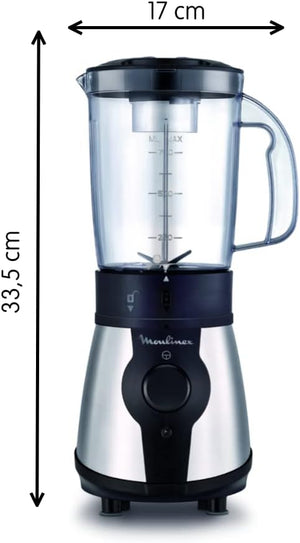Moulinex Blend&Go Frullatore Portatile con Bottiglia da Viaggio 750 ml, Potenza 300W, Design Compatto e Facile da Pulire, Lame in Acciaio Inox, Mini Frullatore smoothie Facile da Usare, LM1B1D