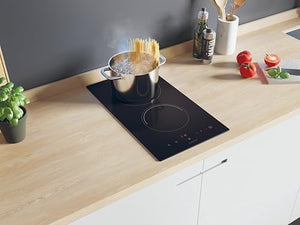 Candy CDH30 Piano Cottura, 2 Fuochi, Vetroceramica, 220-240V, Controllo Touch, Timer Elettrico, 28,8x52x5,5 cm, Nero