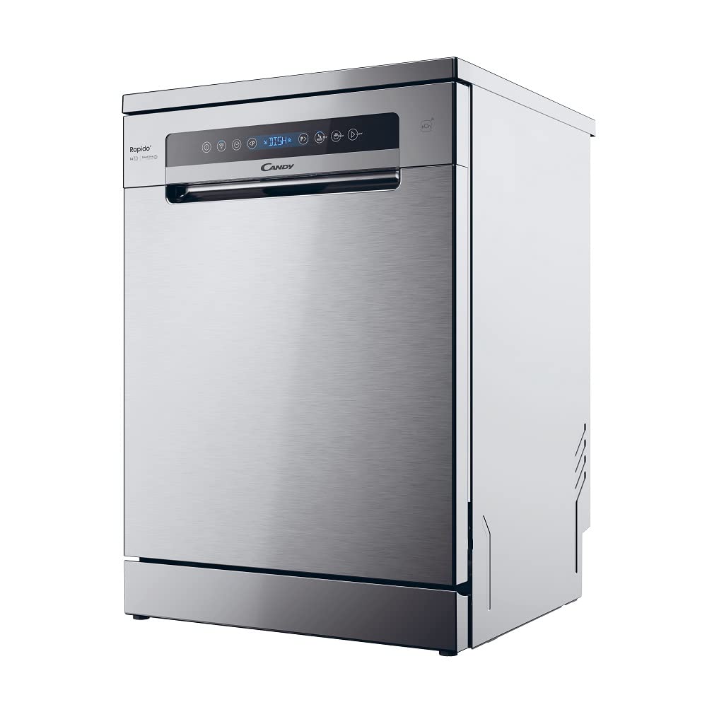 Candy Rapido' Lavastoviglie a Libera Installazione 60 cm, 14 Coperti, 8 Programmi, Connessione Wi-Fi, Partenza Ritardata fino a 24h, Motore Inverter, Classe C, 59,7 x 59,8 x 81,8 cm, Inox - CF 4C6F0X